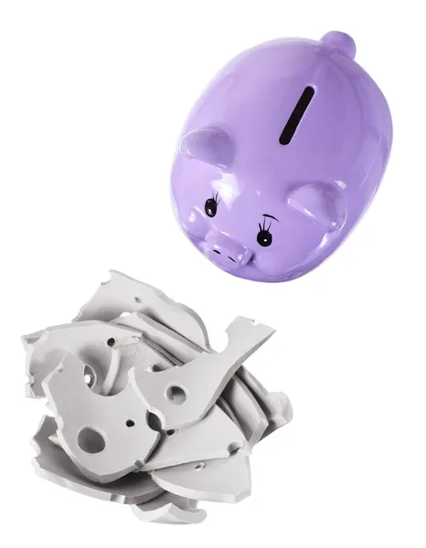 Piggybank and Broken Pieces — Stock Photo, Image