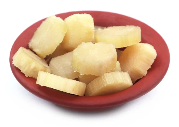 Pieces of Sugarcane on a brown bowl — Stock Photo, Image