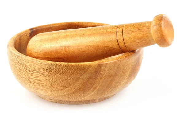 Wooden mortar with pestle — Stock Photo, Image