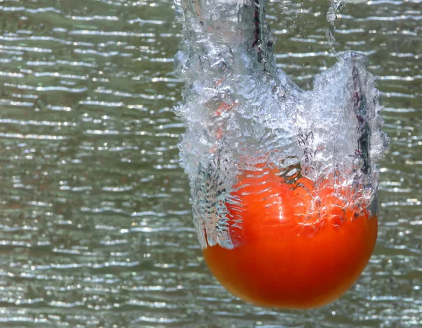 Splash de um tomate vermelho — Fotografia de Stock