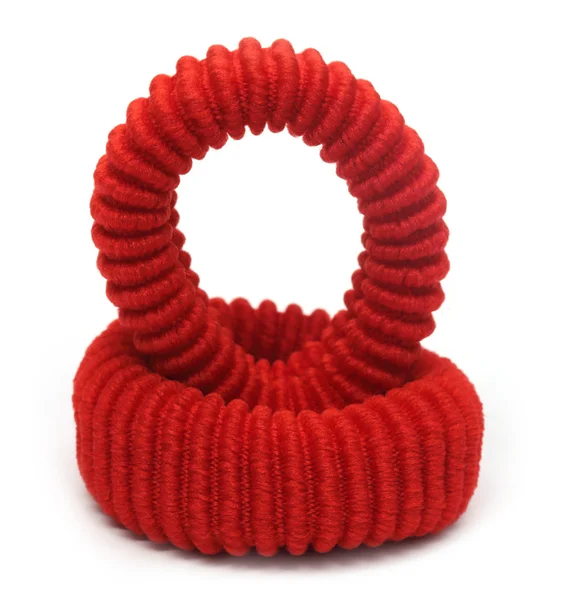 Dvě červené vlasy gumiček — Stock fotografie
