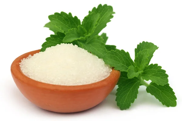 Stevia com açúcar — Fotografia de Stock