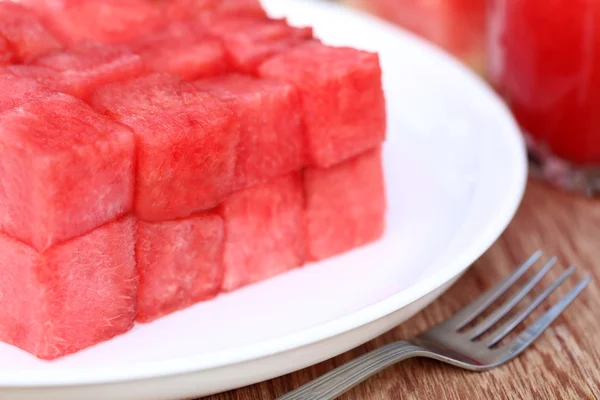 Vattenmelon i plattan — Stockfoto