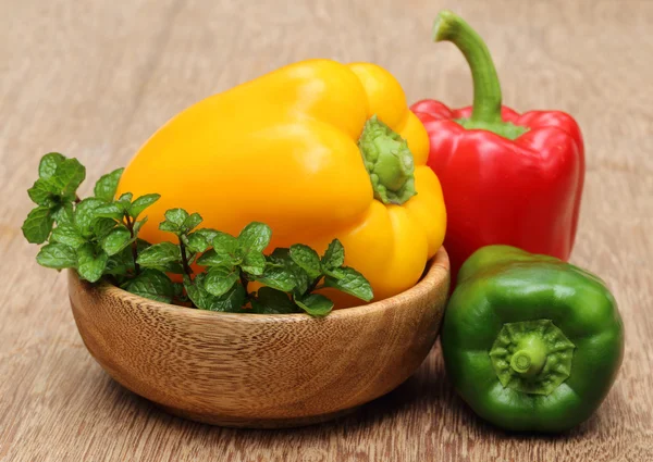 Capsicum with mint — Stock Photo, Image