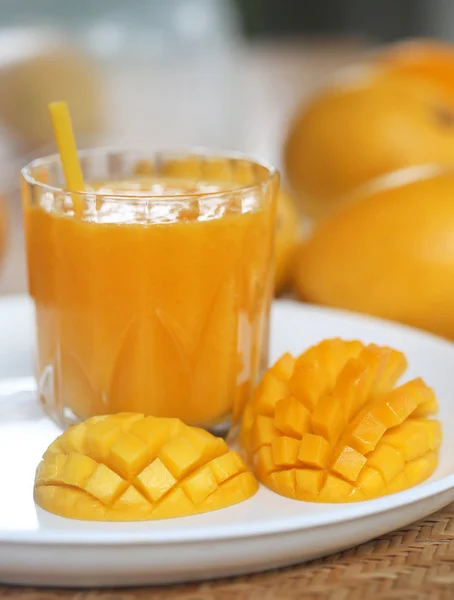 Mango juice with fruits — Stock Photo, Image