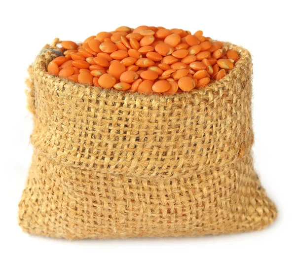 Lentil in a sack — Stock Photo, Image