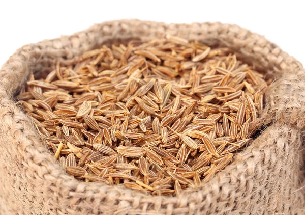 Cumin on sack bag — Stock Photo, Image