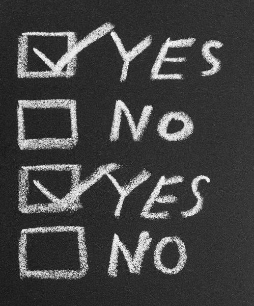 Yes No check box by chalk — Stock Photo, Image