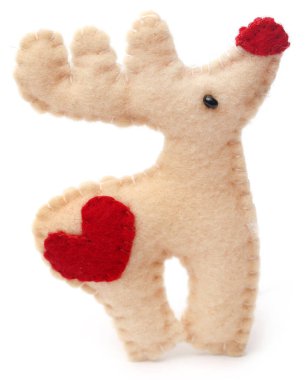 Beyaz arka planda Noel geyiği