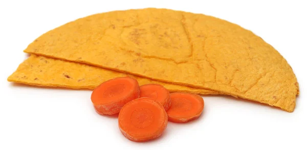 Tortilla Made Carrot Flour White Background — Stock Photo, Image