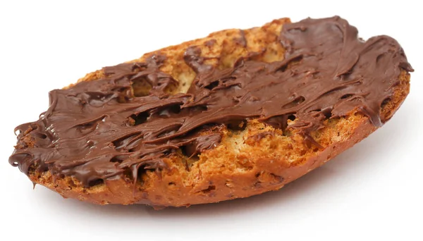 Toast Biscuit Chocolate Cream White Background — Stock Photo, Image