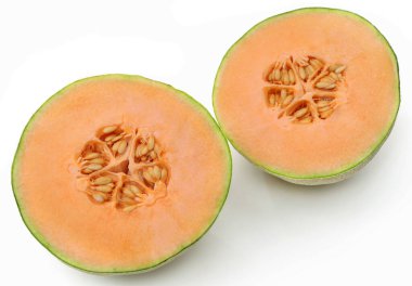 Beyaz zemin üzerinde kavun veya rockmelon