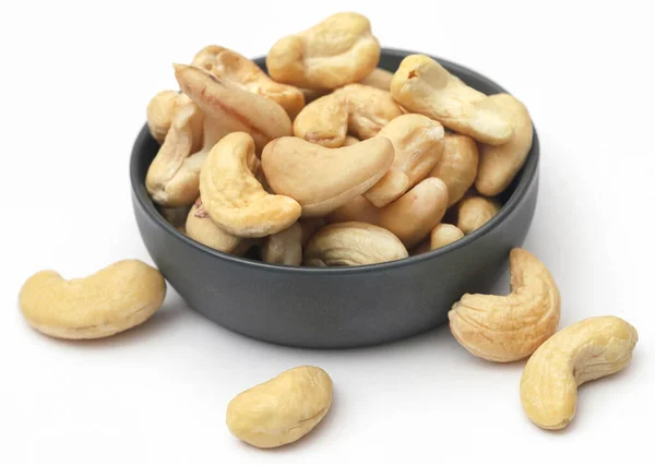 Cashew Nuts Roasted White Background — Stock Photo, Image