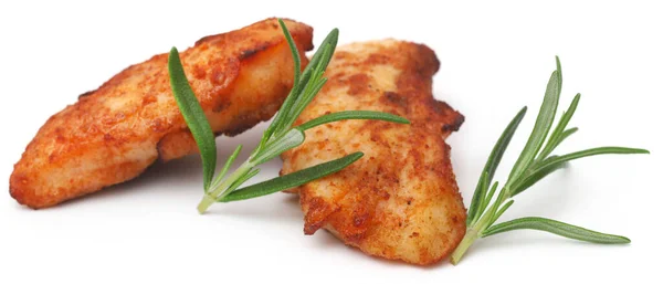 Fried Chicken Rosemary White Background — Stock Photo, Image