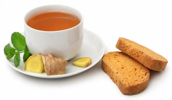 Herbal Tea Different Herbs Ingredient Toast Breakfast — Stock Photo, Image