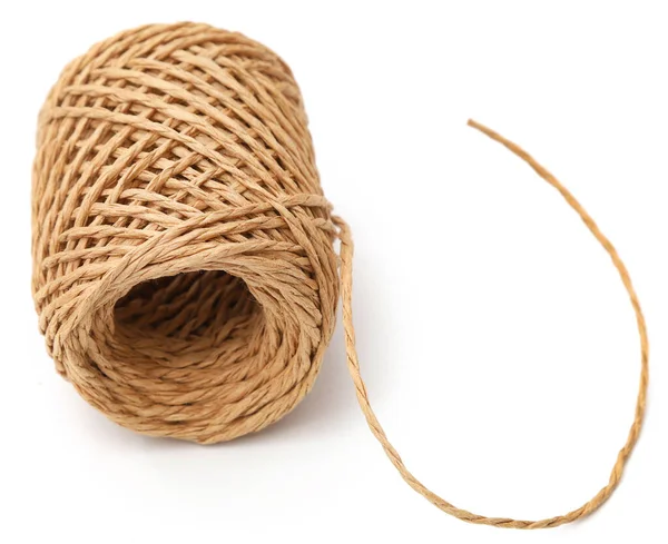 Gänga Boll Gjord Naturliga Jute Fiber Över Vit Bakgrund — Stockfoto