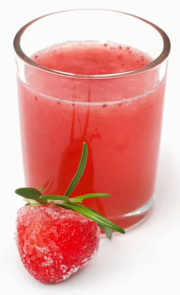 Strawberry Juice Glass Frozen Fruit — Fotografia de Stock