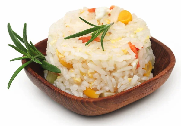 Smažená Rýže Rozmarýnem Bílém Pozadí — Stock fotografie