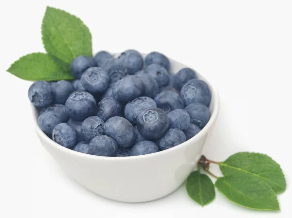 Fresh Blueberries Bowl White Background — 스톡 사진