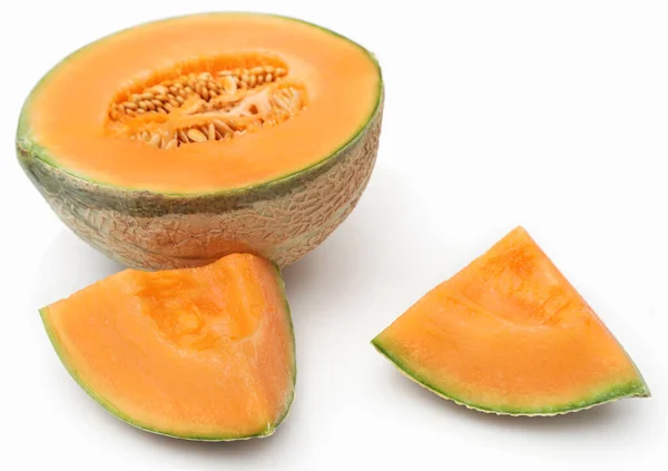 Cantaloupe Oder Rockmelone Auf Weißem Hintergrund — Stockfoto