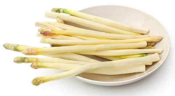 German White Asparagus Ready Cook White Background — Stok fotoğraf
