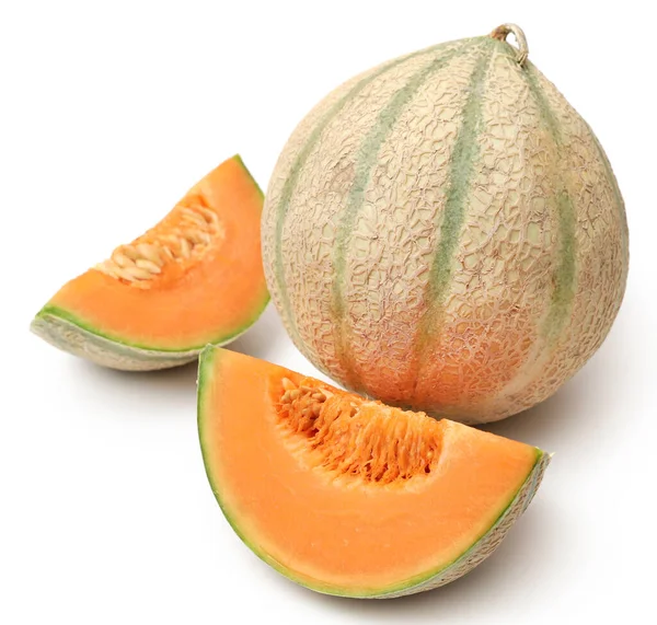 Cantaloupe Oder Rockmelone Auf Weißem Hintergrund — Stockfoto