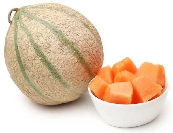 Cantaloupe Oder Rockmelone Auf Weißem Hintergrund — Stockfoto