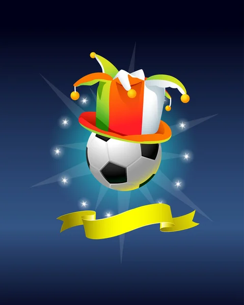 Jocker hat with a soccer ball — Stock Vector