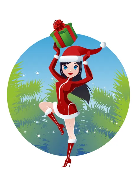 Άγιος Βασίλης κορίτσι — Διανυσματικό Αρχείο