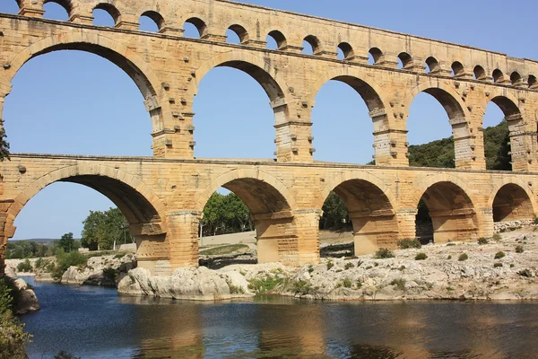 Pohled přes pont du gard, prvním století před naším letopočtem, Francie — Stock fotografie