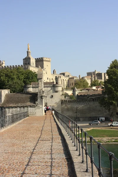 Zobacz na rocher des doms oraz palais des papes z "pont d'avignon", avignon, Francja — Zdjęcie stockowe