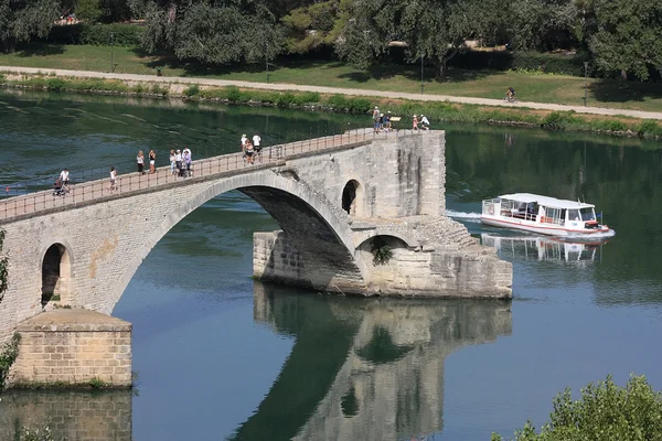 View over the Rhône River with the Pont Saint-Bénezet or 