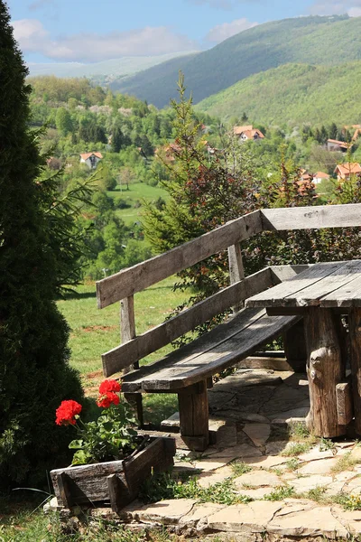Bench in the Tara national park in western Serbia. — Stock Photo, Image