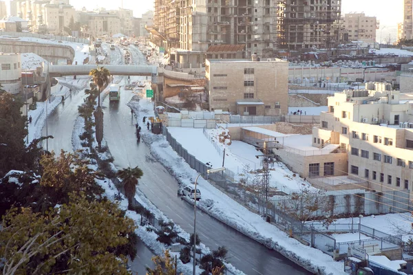 Neige Jérusalem Dans Les Montagnes Environnantes — Photo