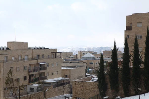 Sneeuw Jeruzalem Omliggende Bergen — Stockfoto