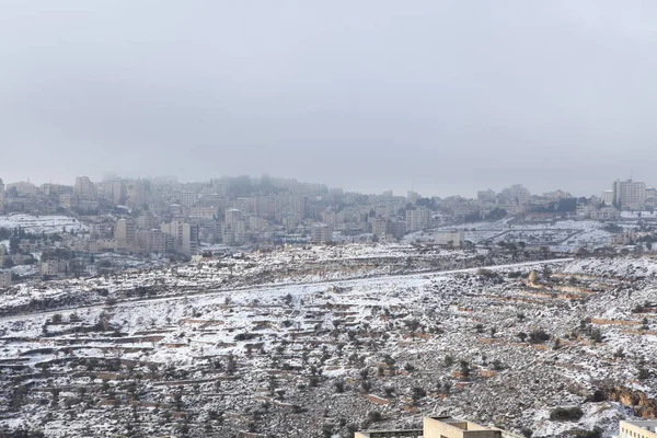 Nieve Jerusalén Las Montañas Circundantes — Foto de Stock