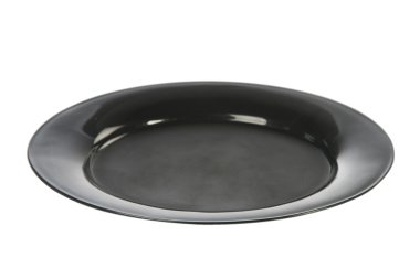 Beyaz arka planda siyah plastik tabak