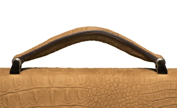 Närbild av ljus brunt läder handväska handtag — Stockfoto