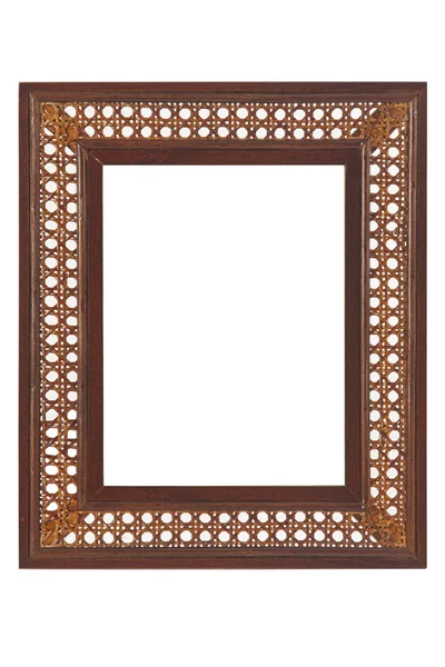 白色背景上编织木相框 — 图库照片