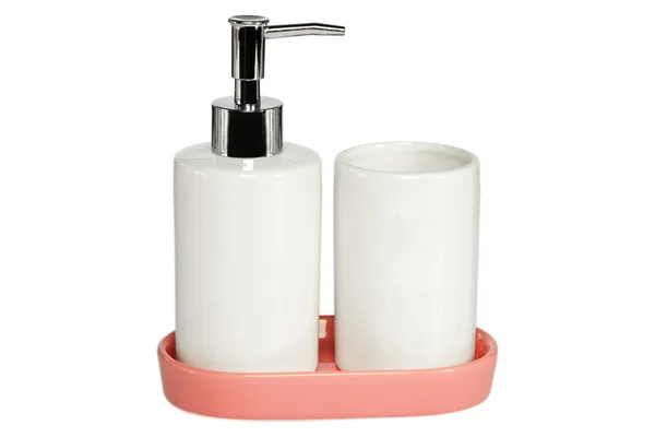 Set da bagno in ceramica su sfondo bianco — Foto Stock