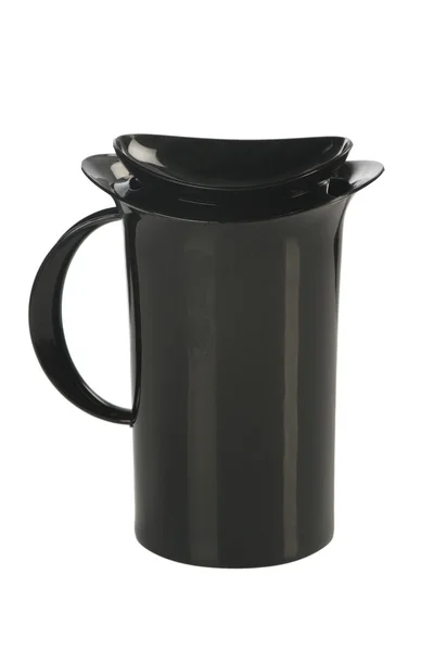 Caneca de plástico preto no fundo branco — Fotografia de Stock