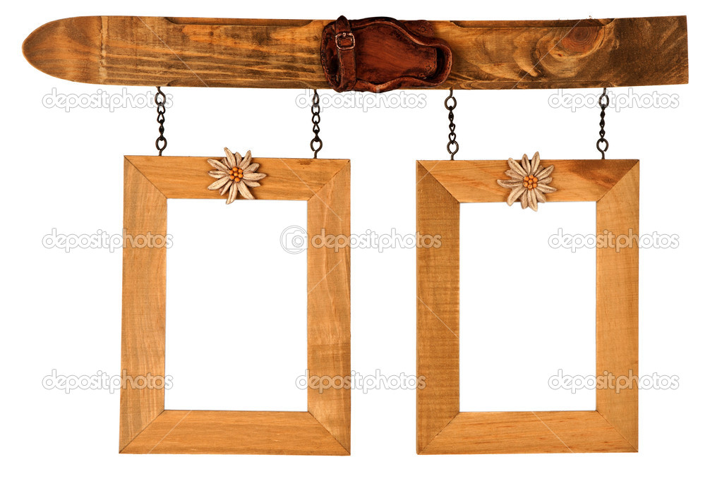 Two hanged wooden photo frames