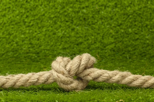 緑の芝生の上ロープの結び目 — ストック写真