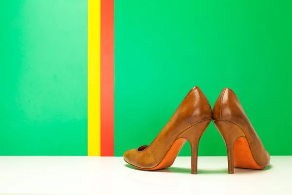 Pair of brown high heels — Stock Photo, Image