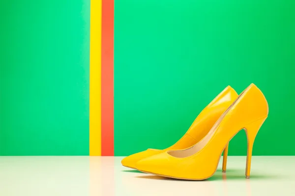 Pair of yellow high heels — Stock Photo, Image