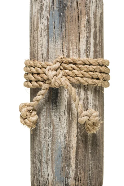 Seil auf Holz gewickelt — Stockfoto
