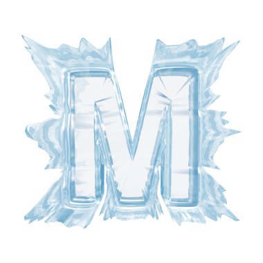 buz kristali font. mektup m.upper case.with kırpma yolu