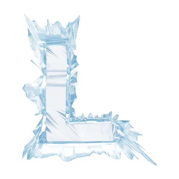 Fuente Ice crystal. Letra L.Caso superior.Con camino de recorte —  Fotos de Stock