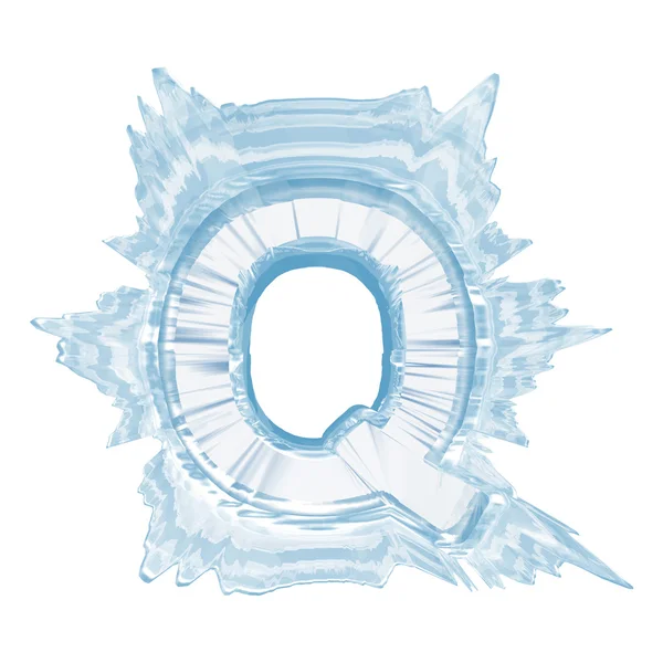 Fuente Ice crystal. Letra Q.Caso superior.Con ruta de recorte —  Fotos de Stock