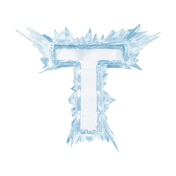 Ice crystal teckensnitt. brev t.upper case.with urklippsbana — Stockfoto